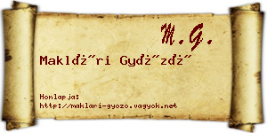 Maklári Győző névjegykártya